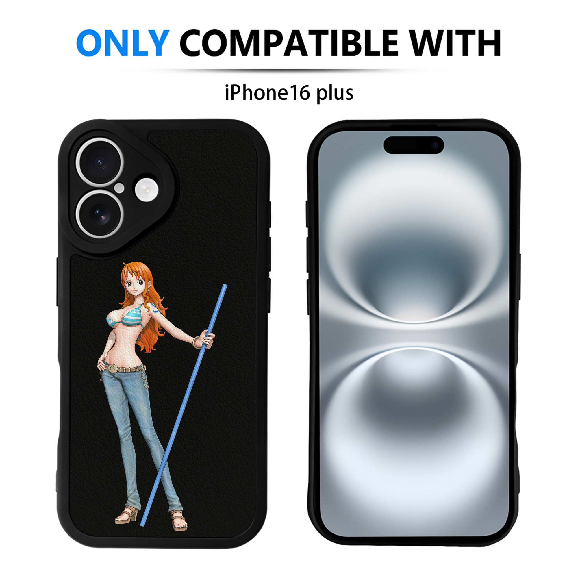 （画像用） ワンピース ナミ ONE PIECE Nami 【iPhone 16シリーズ対応】シリコンスマホケース（レザー調） 材質：シリコン